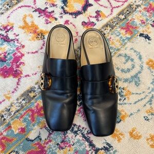 Tory Burch Black Leather Mules